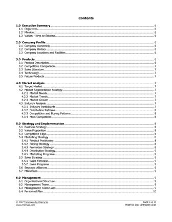 business plan outlines